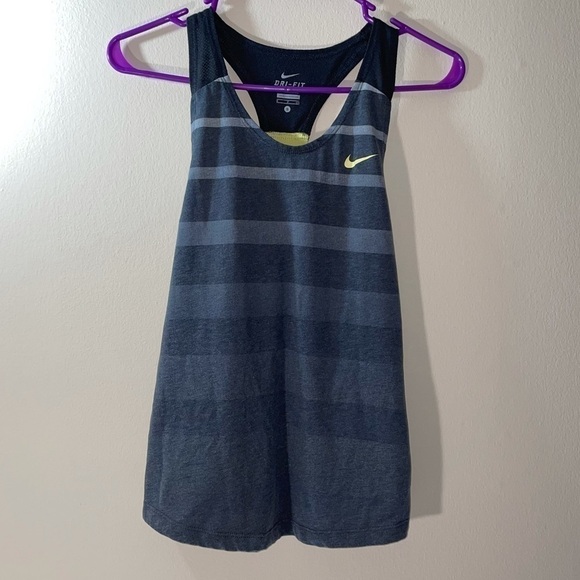 Nike Tank Top Sleeveless Dri-Fit Workout Racerback Back Striped Ombre Ventilated - Picture 1 of 6